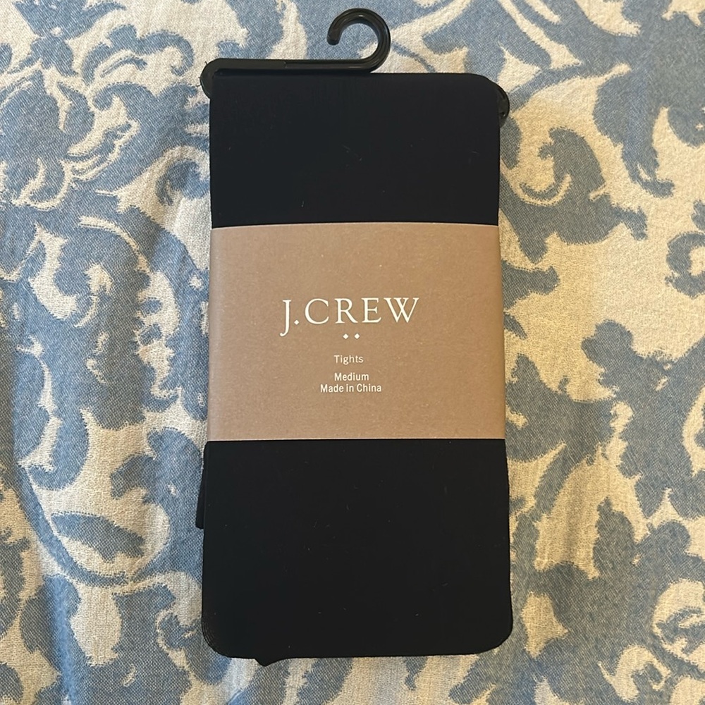 NWT J. Crew opaque black tights size medium